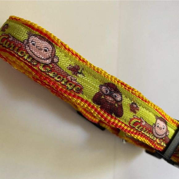 Curious George monkey dog pet cat  leash collar medium red hat yellow cute ooak - Picture 1 of 3